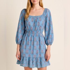 NWT Clara the Label by Victoria Dunn Waverly Square Neck Blue Mini Dress, Size L